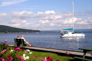 Enjoying the view from Baddeck’s boardwalk